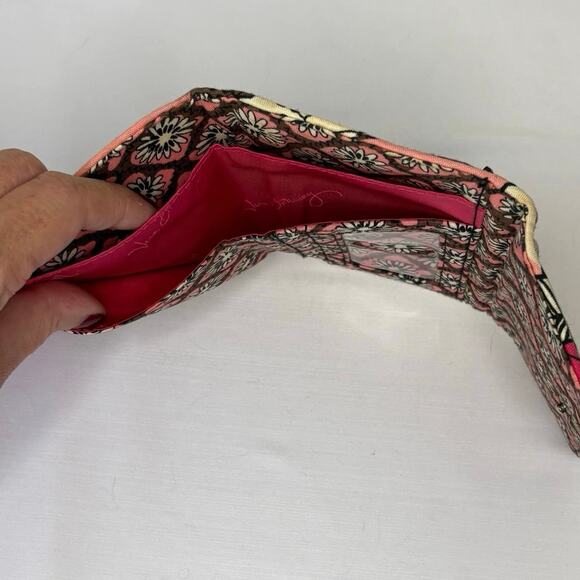 Vera Bradley Mocha Rouge Tre-Fold Wallet Pink Brown Quilted Retired 2011 - Picture 5 of 8